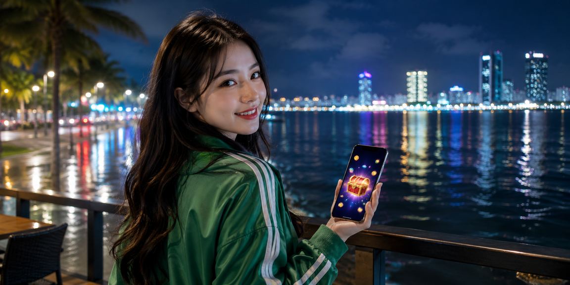 Bãi biển Đà Nẵng ban ngày với người dùng truy cập nền tảng cá cược trực tuyến trên thiết bị di động
